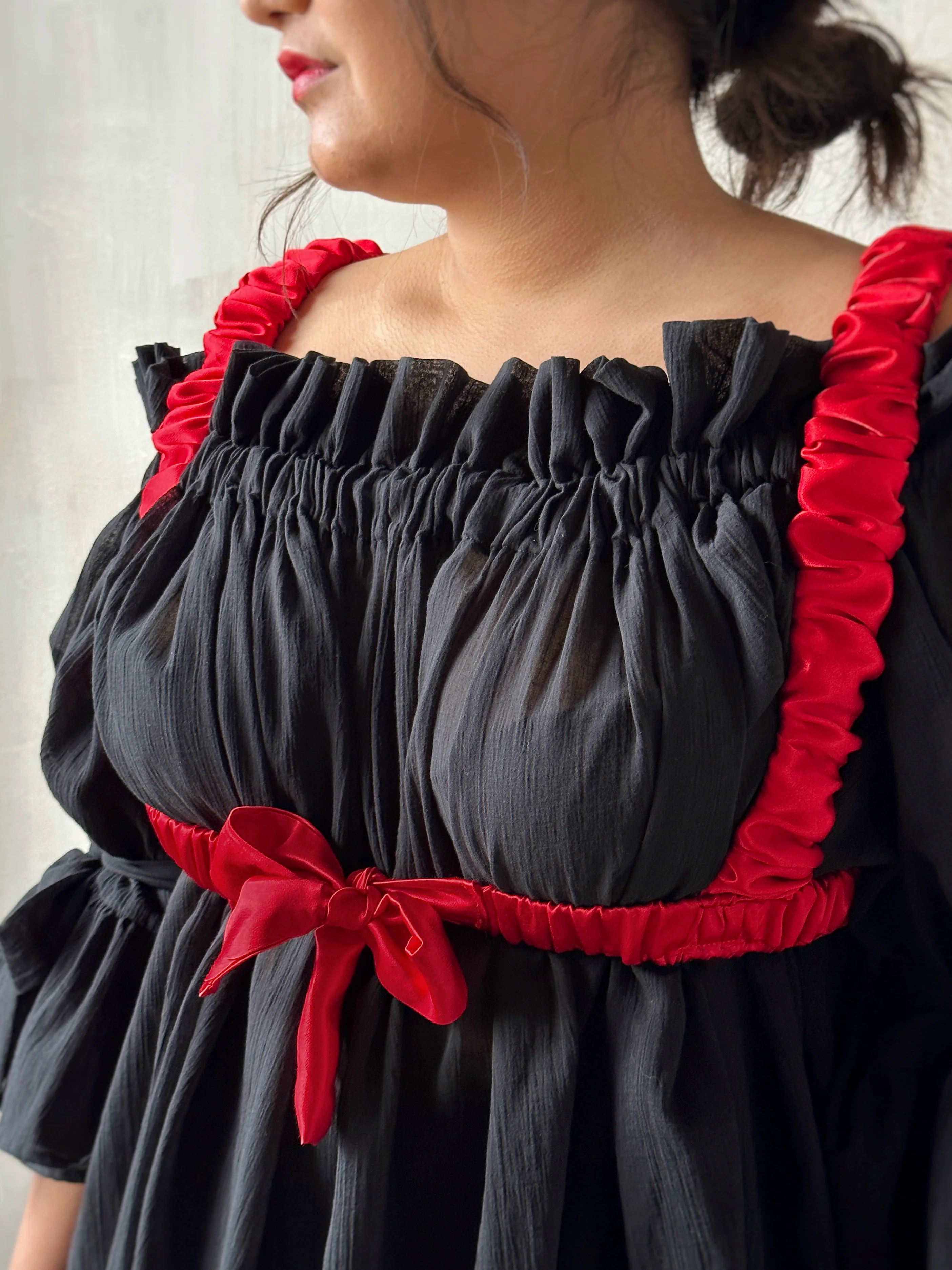 Paperbag Tunic in Black Cotton Voile (Made-to-Order) - Image 9