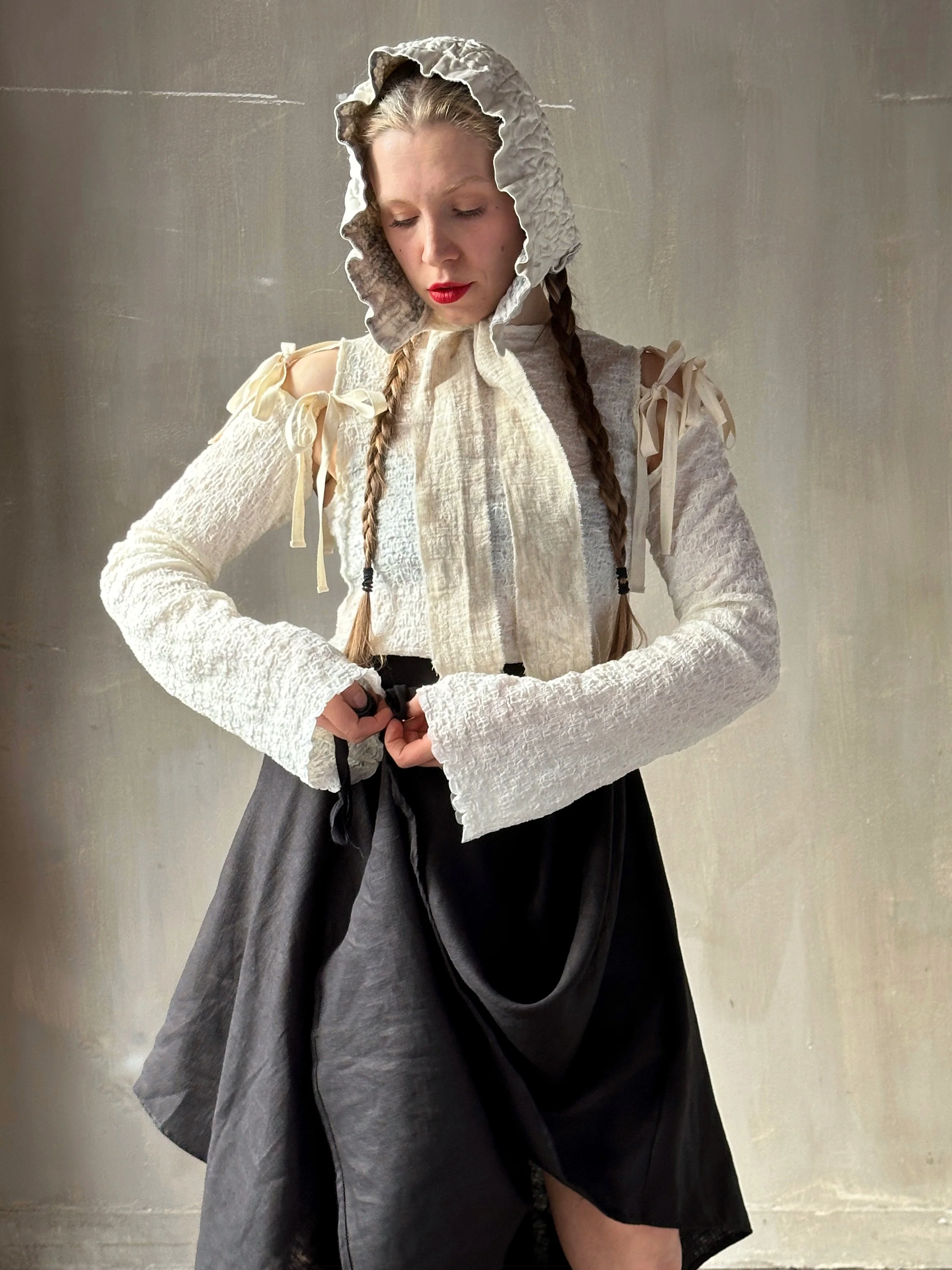 Winter '26: Pastorale Skirt w/Adjustable Hem in Black Ramie Twill - Image 9